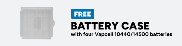 Free Battery Case with every four Vapcell 10440/14500 Batteries Purchased