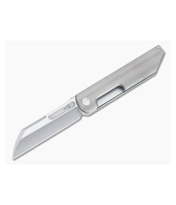 D Rocket Design Revenge Front Flipper Satin M390 Blasted Titanium Liner Lock Folder 0023