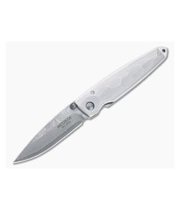 Mcusta Shinra Tsuchi San Mai Damascus Liner Lock Folding Knife 0034D