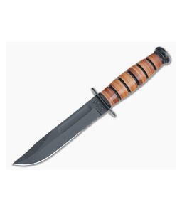 Kabar USMC Short Serrated Knife Leather Handle 1252