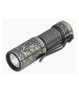 CWF Arcadian Hitex Paisley Engraved Satin TRD Titanium Flashlight (4500K)