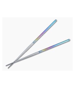 Foltsum 2-Piece Chopsticks Rainbow Anodized and Satin Titanium 011