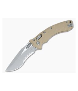 Microtech Amphibian RAM-LOK Tan G10 Apocalyptic Part Serrated 137RL-11APFLGTTA