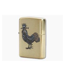Zippo Windproof Lighter Brushed Brass 78099 Steampunk Rooster