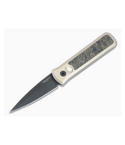 Protech Godson Bronze Aluminum Handle FatCarbon Inlay Black DLC Spear Point Automatic 2023GS-002