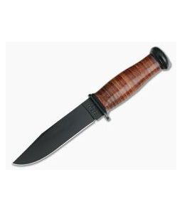 Kabar Mark I 1095 Cro-Van Stacked Leather USN Knife 2225