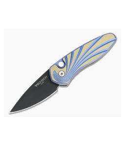 Protech Sprint Custom Auto 3D Bronze & Blue Titanium Wave
