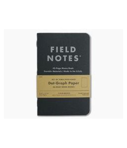 Field Notes Pitch Black Dot-Graph Paper Memo Notebook 3 Pack FN-33