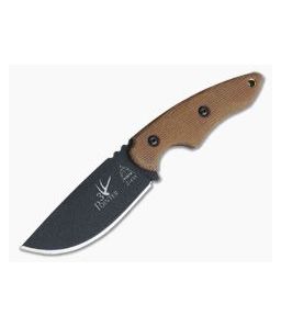 TOPS Knives 3 Pointer Black 1095 Tan Canvas Micarta EDC Hunter Neck Knife 3PR-02