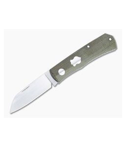 Sakman Knives Rhino Sheepsfoot Satin N690 Green Micarta Slip Joint Folder 4581