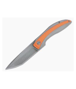 Simeon Custom Knives IcePick Rhino Flipper Milled Smoke CPM 154 Orange G10 Titanium Folder 4759
