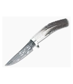Bill Miller Custom Taper Hunter Stag and Ball Bearing Damascus