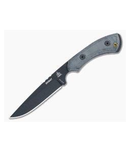 TOPS Knives Skinat Fixed Blade Black Linen Micarta Handles Black Coated 1095 Drop Point SK521