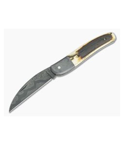Chuck Hawes Custom Seahorse Whittler Mammoth Ivory Damascus