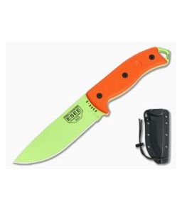 ESEE 5P Venom Green Orange G10 with Black Kydex Sheath
