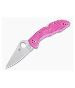 Spyderco Delica 4 Pink FRN Flat Ground Plain Satin S30V Folder C11FPPNS30V