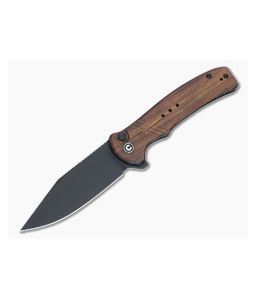 CIVIVI Cogent Button Lock Flipper Guibourtia Wood Handle Black Stonewash 14C28N C20038D-8