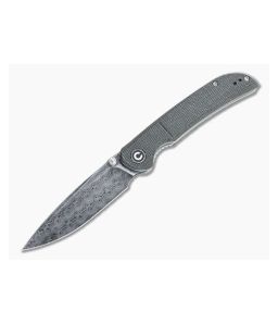 CIVIVI Imperium Black Hand Rubbed Damascus Dark Green Micarta Front Flipper C2107DS-3