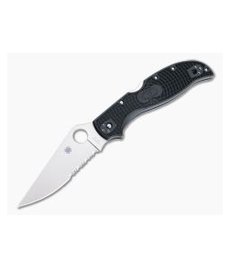 Spyderco Stretch 2 XL Partially Serrated Satin VG10 Black FRN Folder C258PSBK