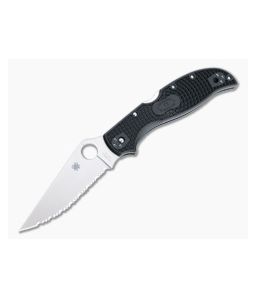 Spyderco Stretch 2 XL Spyderedge Serrated Satin VG10 Black FRN Folder C258SBK