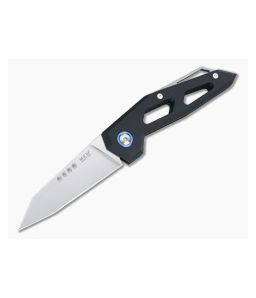 MKM Edge Reverse Tanto Satin M390 Black Aluminum Slip Joint Folder EG-ABK