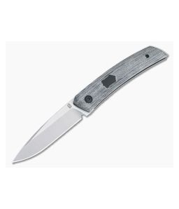 Jared Oeser F22 KICKSTOP Flipper Black Shield Black Canvas Micarta Folding Knife