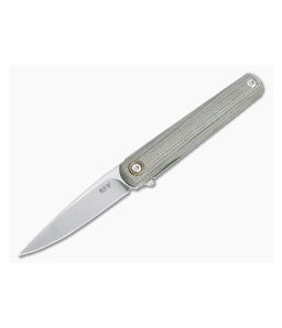 MKM x Zieba Flame Light Flipper Drop Point Stonewashed M390 Green Micarta Folder FL01L-GC