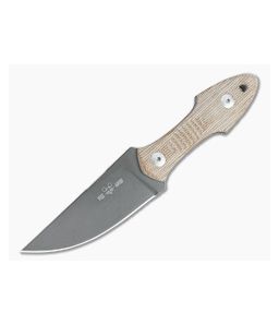 GiantMouse GMF3-P Stonewashed Black PVD N690Co Natural Micarta Coffin Handled Fixed Blade Knife