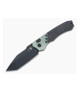 Heretic Knives Wraith Auto Tanto Black Elmax Jade G10 Bolster Carbon Fiber Automatic H100-4A-JADE