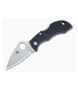 Spyderco Manbug Lightweight Black FRN Handles Serrated VG10 Leaf Blade MBKLFS