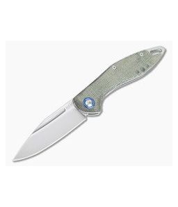 MKM Mikita Burnley Fara Green Canvas Micarta M390 Slip Joint Folder MY01-GC