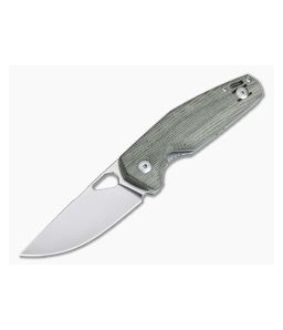 GiantMouse Nimbus V2 Satin Elmax Green Canvas Micarta Liner Lock Folder