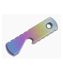 Qerim 37 Baby Hippo Titanium Bottle Opener Stonewashed Rainbow Anodized 001