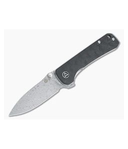QSP Knives Hawk Damascus Carbon Fiber Liner Lock Flipper