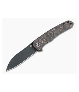 QSP Knives Otter Black Stonewashed S35VN Copper Foil Carbon Fiber Liner Lock Flipper QS140-B2