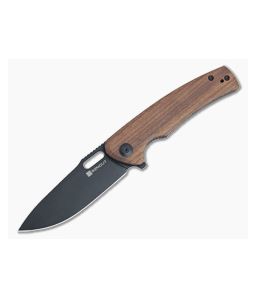 Sencut Vesperon Liner Lock Flipper Guibourtia Wood Handles Black Drop Point Blade S20065-4