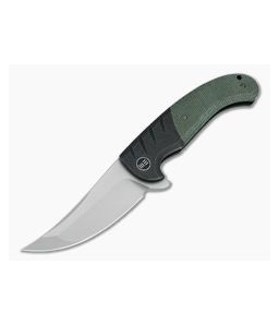 WE Knives x Ochs Curvaceous Blasted 20CV Green Micarta Black Titanium Flipper WE20012-2