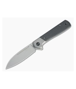 WE Knives Soothsayer Flipper Blasted 20CV Black Twill Carbon Fiber Folder WE20050-1