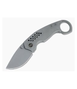 WE Envisage Front Flipper Gray Titanium Handle Stonewashed 20CV Drop Point Blade WE22013-1