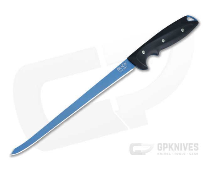 Buck Knives Abyss 0036BLS Blue Cerakote 420HC Dark Blue GFN 9.5 Flexible  Fixed Blade Fillet Knife For Sale