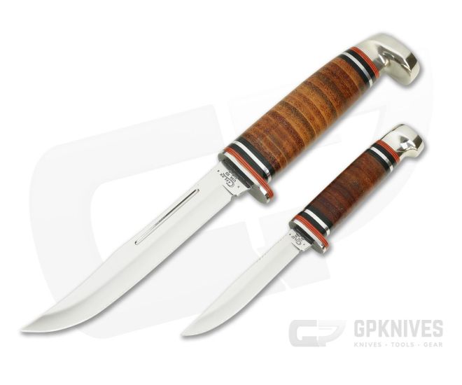 Case Leather Hunting Set Small And Large Clip Points W Sheath 00372 Knives For Sale