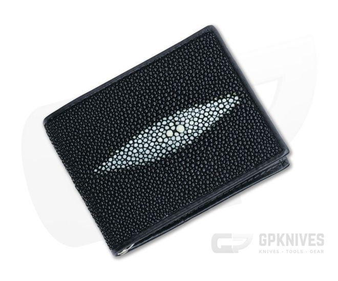 Black Long White Pearl Stingray Leather Men's Wallet