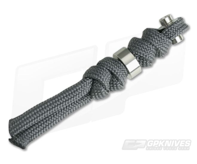 Chris Reeve Knives Small Inkosi Lanyard Charcoal Paracord Silver Bead