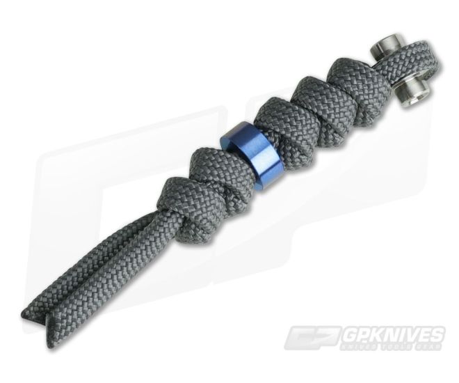 Chris Reeve Knives Large Inkosi Lanyard Charcoal Paracord Blue Bead