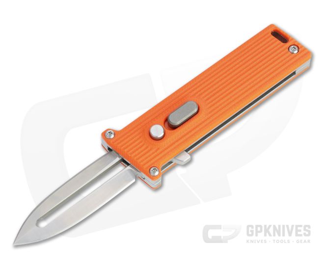 D Rocket Design Tallin Satin M390 Orange G10 Single Action CA Legal OTF  Automatic Knife For Sale