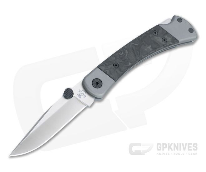 Buck Pro 110 Limited Satin S45VN Gray Aluminum Marbled Carbon Fiber