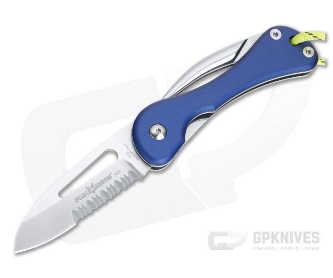 Fox Knives Sailing Knife with Marlin Spike 420C Blue Aluminum Liner