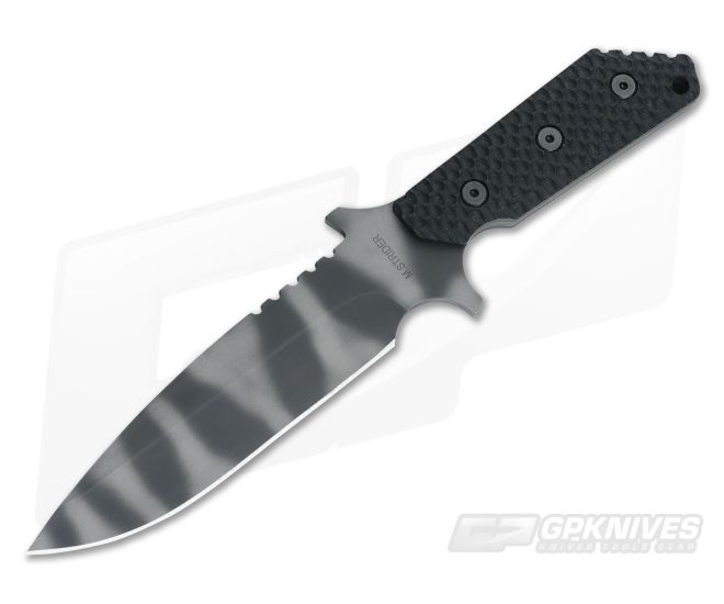 M Strider Knives MK-1 Mod 10 Black Gunner Grip Tiger Striped