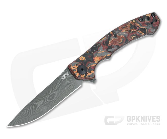 Zero Tolerance 0450CFDAMS Orange/Red Carbon Fiber Damascus