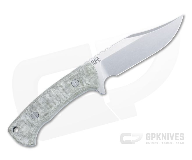 Hinderer Knives Ranch Bowie Stonewashed CPM-3V Green Canvas 